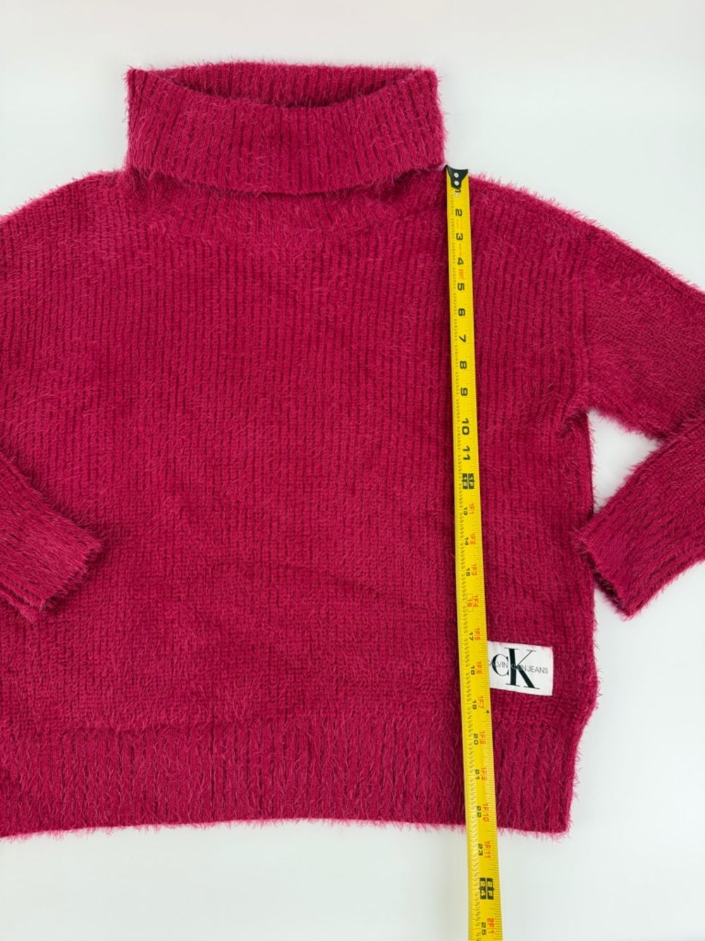 Calvin Klein Jeans Fuzzy Turtleneck Sweater Pink Women’s Size M and S Soft Knit - Picture 7 of 8